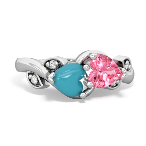 turquoise-pink sapphire floral keepsake ring