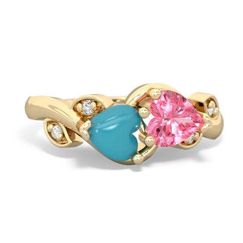 turquoise-pink sapphire floral keepsake ring