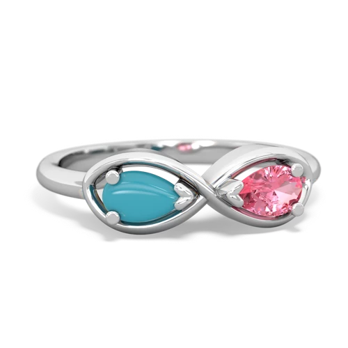 turquoise-pink sapphire infinity ring