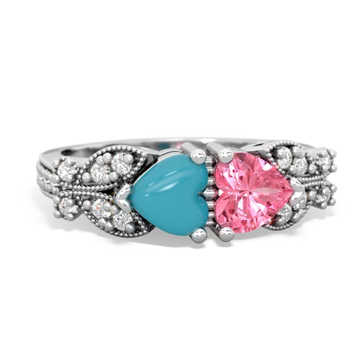 turquoise-pink sapphire keepsake butterfly ring