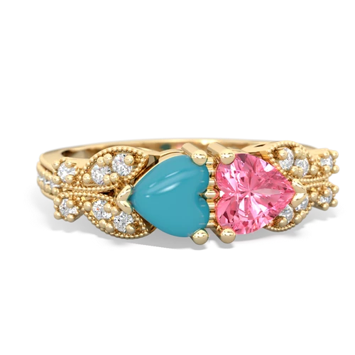 turquoise-pink sapphire keepsake butterfly ring
