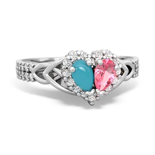 turquoise-pink sapphire keepsake engagement ring