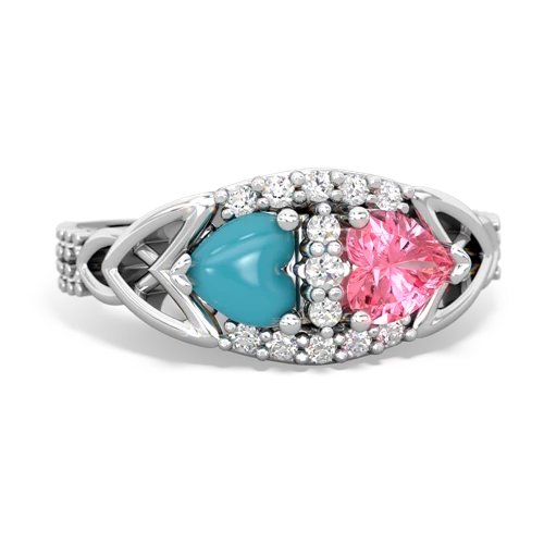 turquoise-pink sapphire keepsake engagement ring