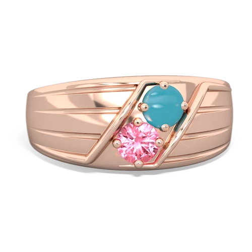 turquoise-pink sapphire mens ring