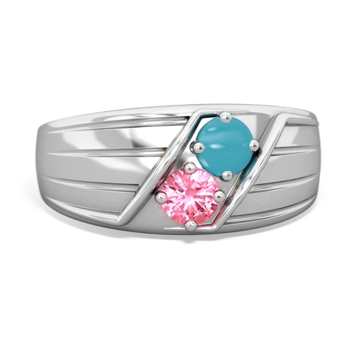 turquoise-pink sapphire mens ring