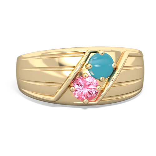 turquoise-pink sapphire mens ring