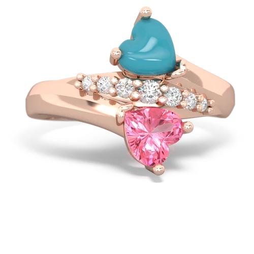 turquoise-pink sapphire modern ring