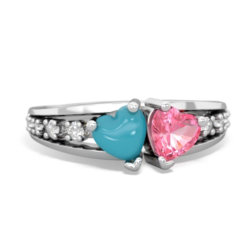 turquoise-pink sapphire modern ring