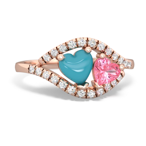 turquoise-pink sapphire mother child ring