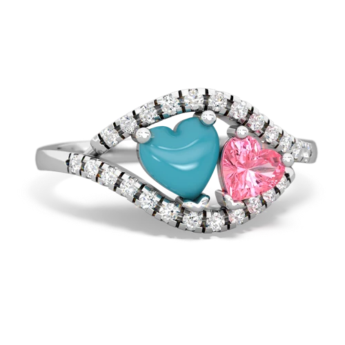 turquoise-pink sapphire mother child ring