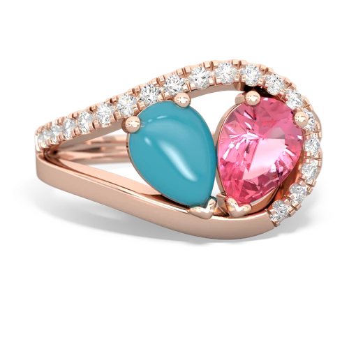 turquoise-pink sapphire pave heart ring