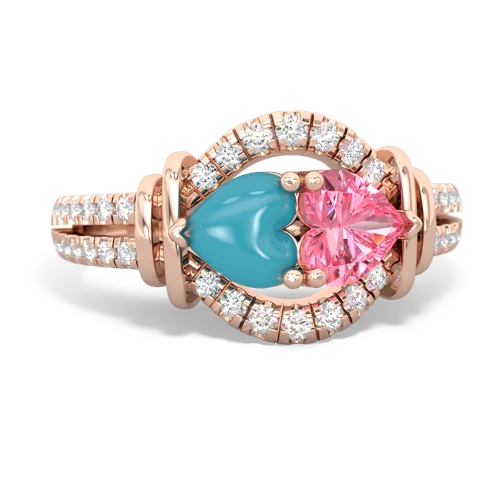 turquoise-pink sapphire pave keepsake ring