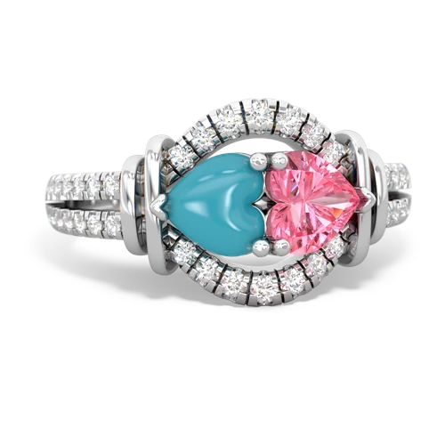 turquoise-pink sapphire pave keepsake ring