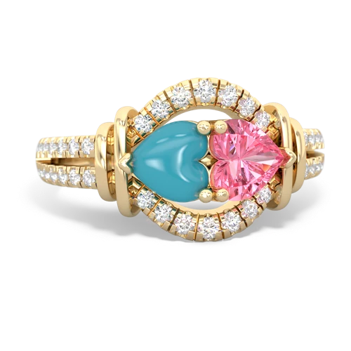 turquoise-pink sapphire pave keepsake ring