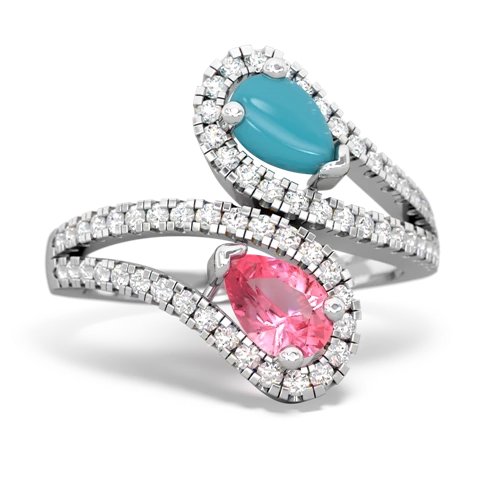turquoise-pink sapphire pave swirls ring