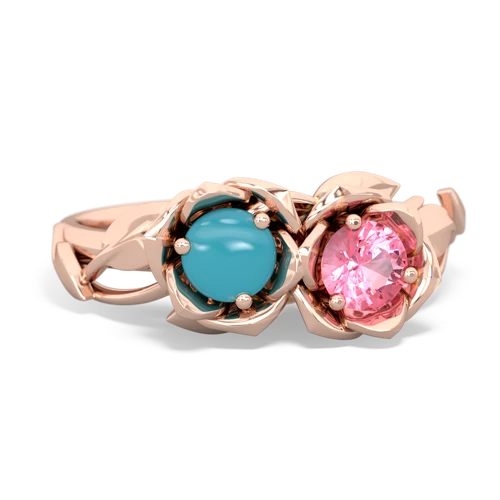 turquoise-pink sapphire roses ring