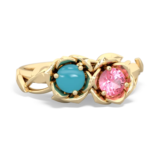 turquoise-pink sapphire roses ring