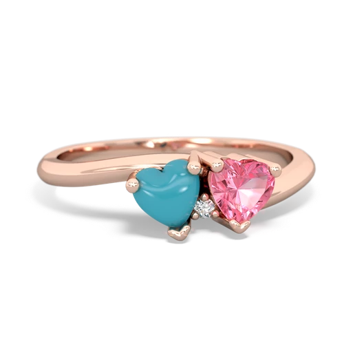 turquoise-pink sapphire sweethearts promise ring