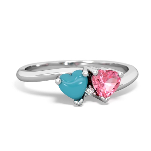 turquoise-pink sapphire sweethearts promise ring