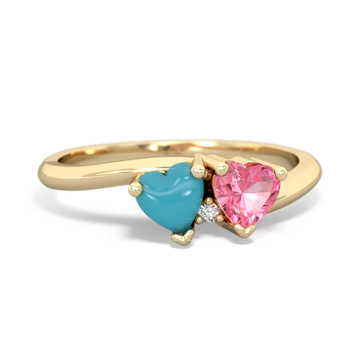 turquoise-pink sapphire sweethearts promise ring
