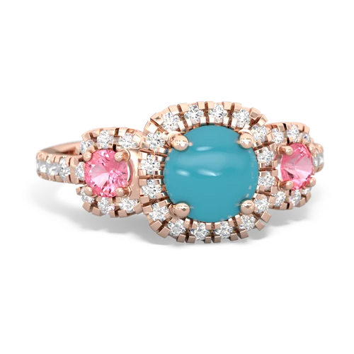 turquoise-pink sapphire three stone regal ring