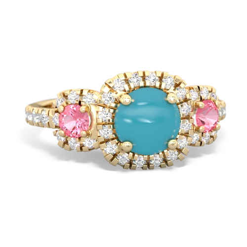 turquoise-pink sapphire three stone regal ring
