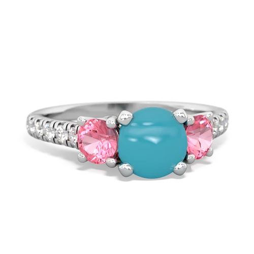 turquoise-pink sapphire trellis pave ring