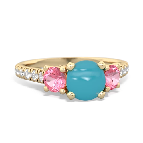 turquoise-pink sapphire trellis pave ring