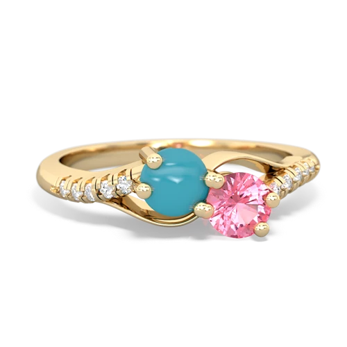 turquoise-pink sapphire two stone infinity ring