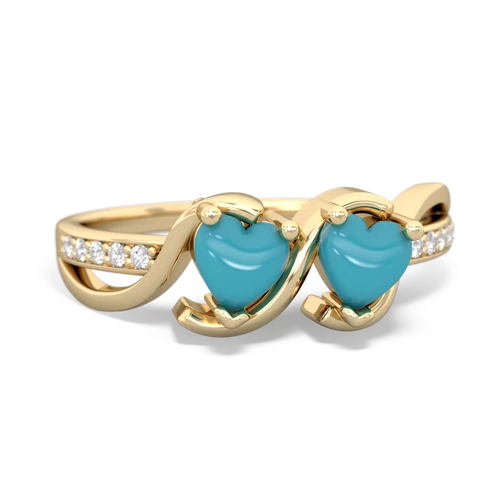 turquoise double heart ring