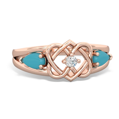 turquoise double heart ring