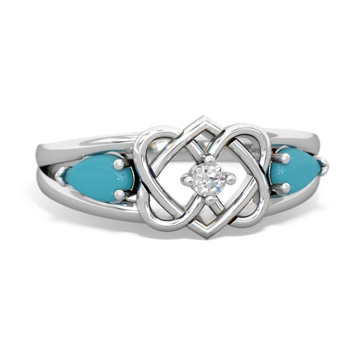 turquoise double heart ring