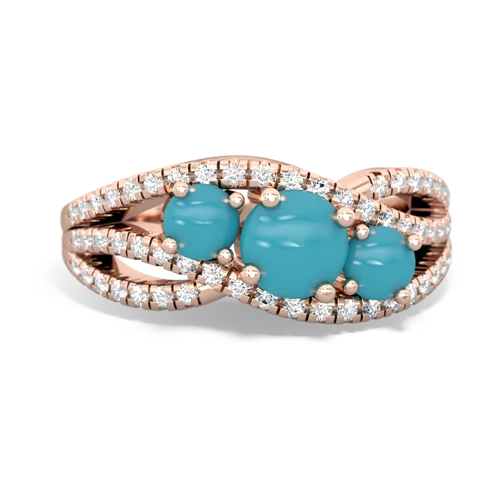 turquoise three stone pave ring