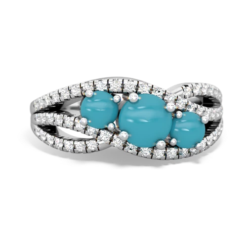 turquoise three stone pave ring