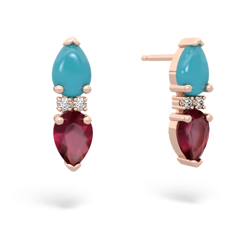 turquoise-ruby bowtie earrings