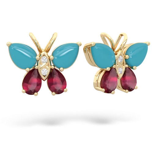 turquoise-ruby butterfly earrings