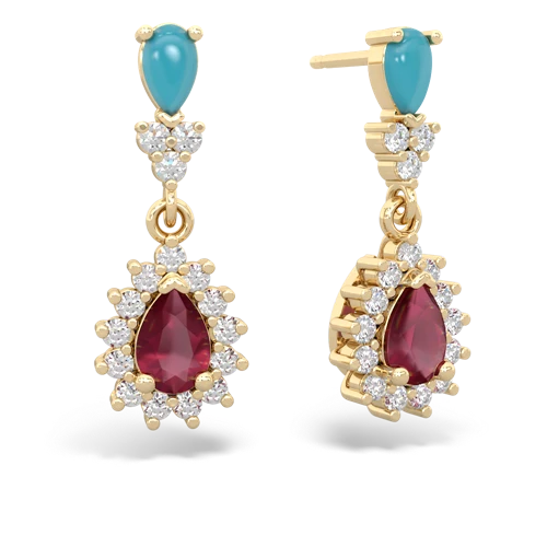 turquoise-ruby dangle earrings