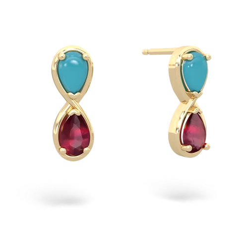 turquoise-ruby infinity earrings