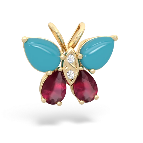 turquoise-ruby butterfly pendant