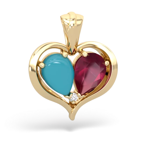 turquoise-ruby half heart whole pendant