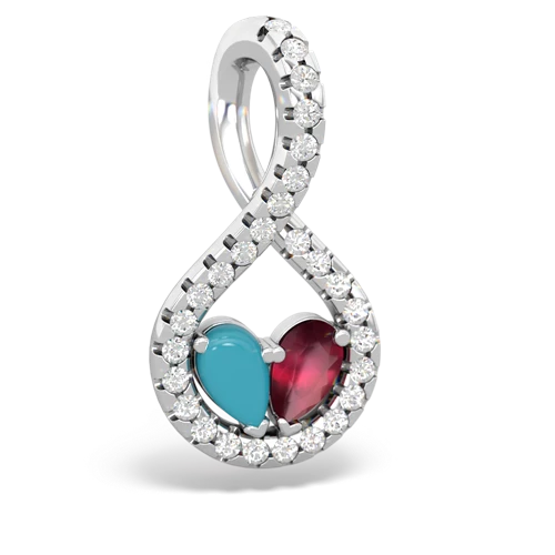 turquoise-ruby pave twist pendant