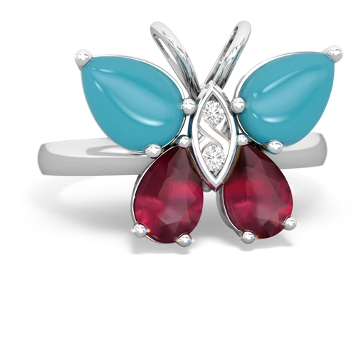turquoise-ruby butterfly ring