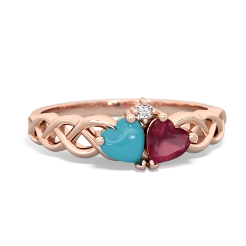 turquoise-ruby celtic braid ring
