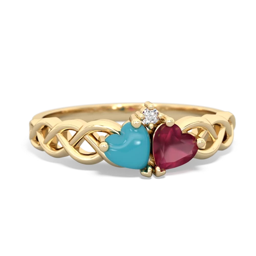 turquoise-ruby celtic braid ring