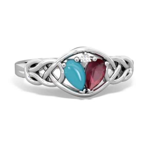 turquoise-ruby celtic knot ring