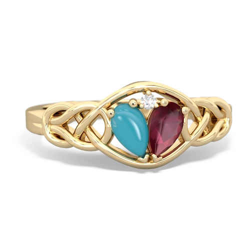turquoise-ruby celtic knot ring