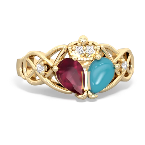 turquoise-ruby claddagh ring