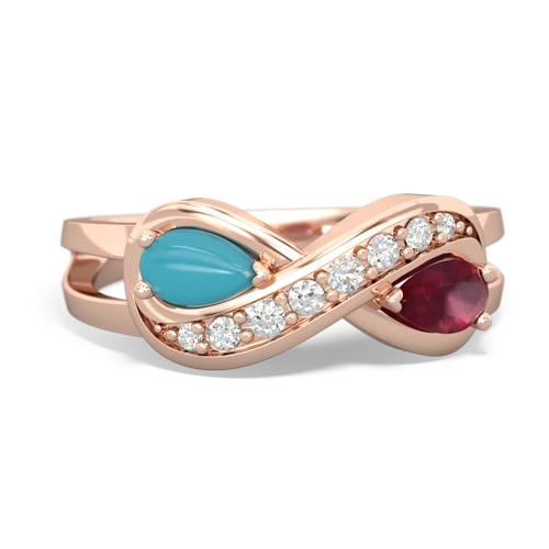 turquoise-ruby diamond infinity ring