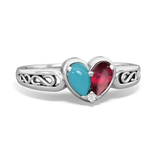 turquoise-ruby filligree ring