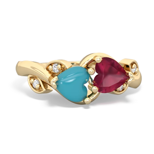 turquoise-ruby floral keepsake ring